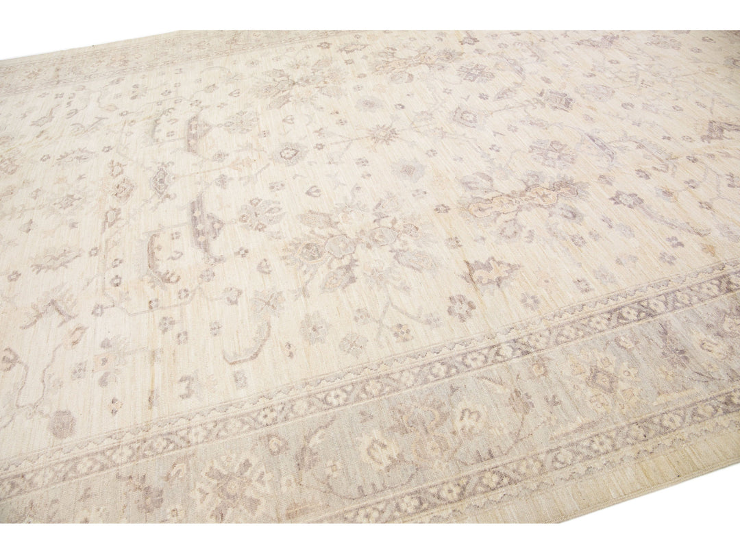 Modern Oushak Wool Rug 12 X 18