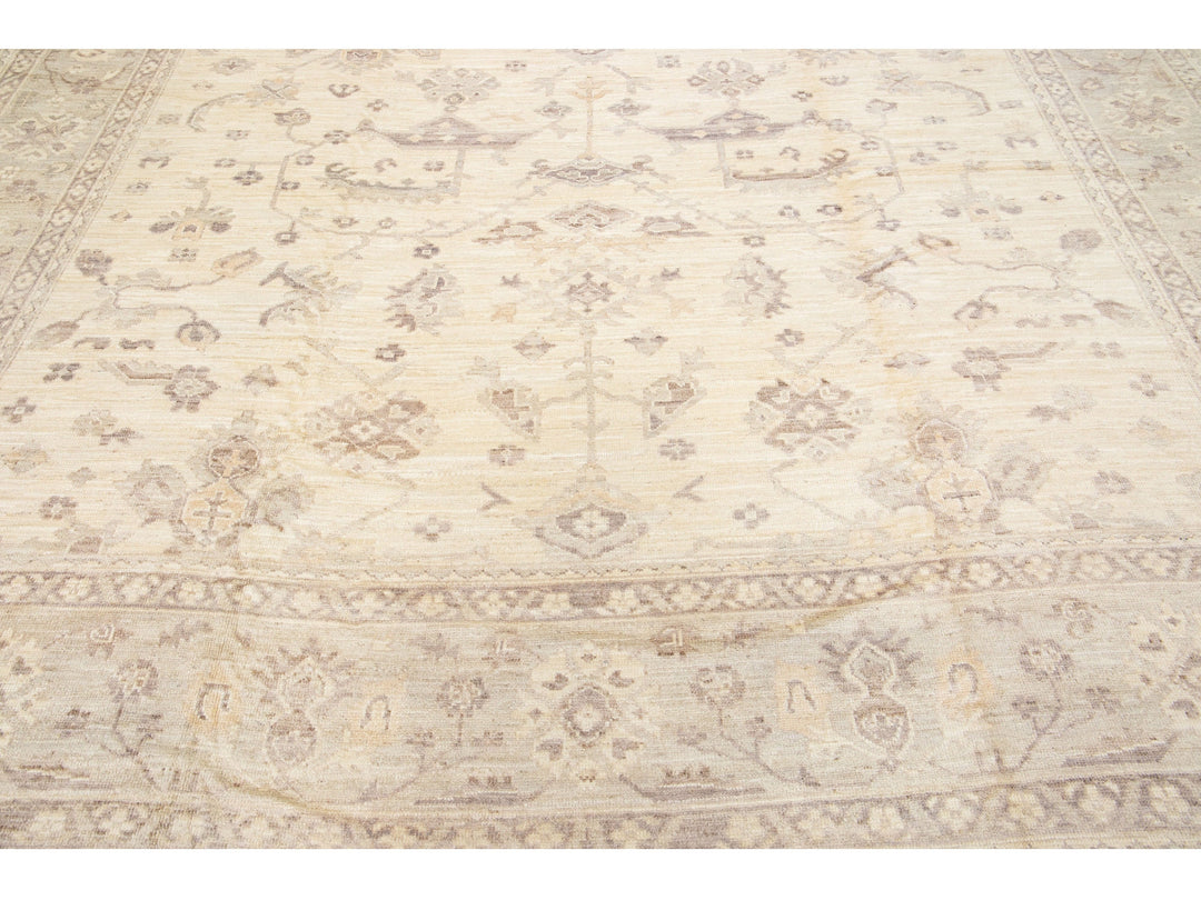 Modern Oushak Wool Rug 12 X 18