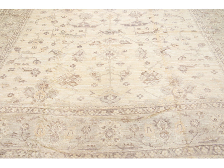 Modern Oushak Wool Rug 12 X 18