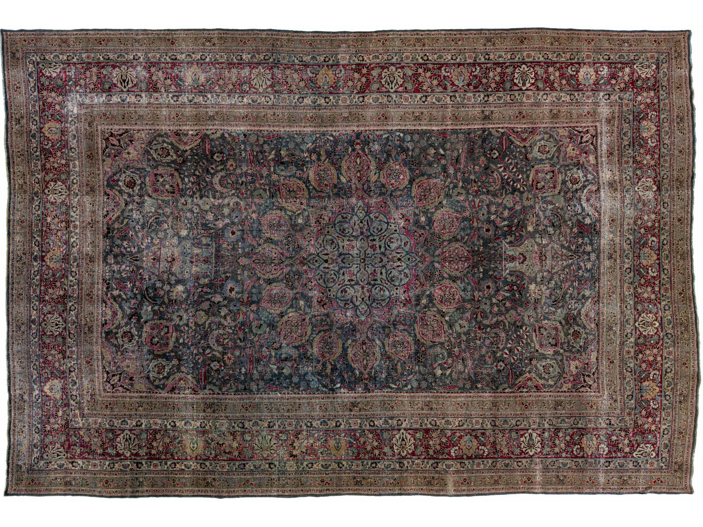 Early 20th Century Overdyed Handmade Gray & Pink Wool Rug
