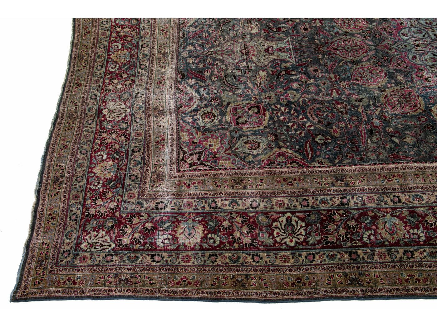Antique Overdyed Wool Rug 12 X 17