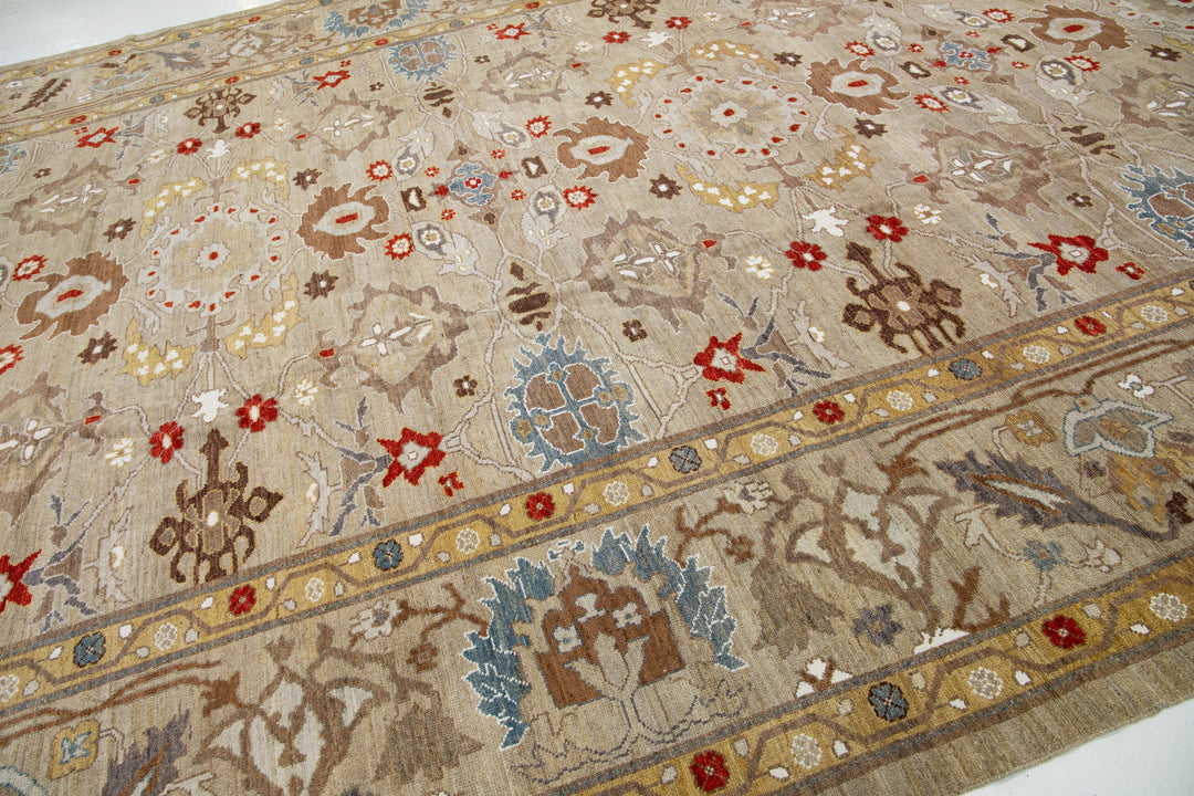 Contemporary Sultanabad Wool Rug 12 X 18