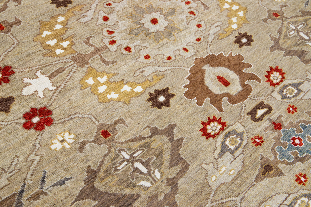Contemporary Sultanabad Wool Rug 12 X 18