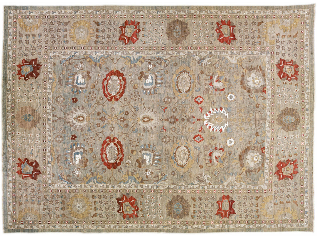 Gray Modern Sultanabad Handmade Floral Oversize Wool Rug