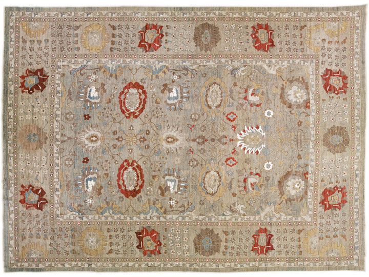 Gray Modern Sultanabad Handmade Floral Oversize Wool Rug