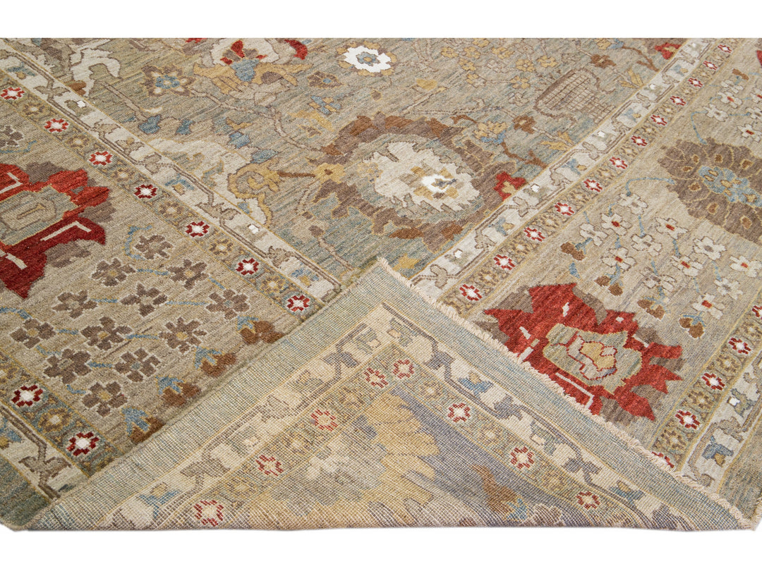 Gray Modern Sultanabad Handmade Floral Oversize Wool Rug