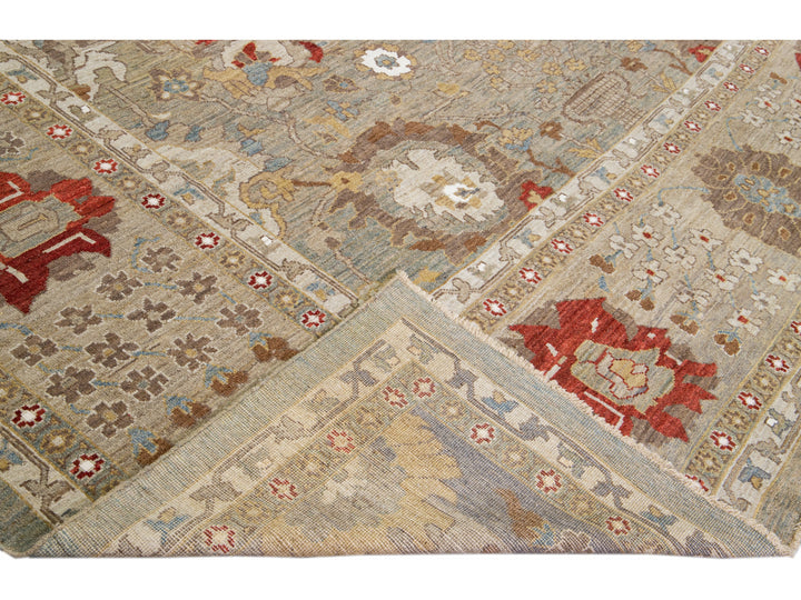 Gray Modern Sultanabad Handmade Floral Oversize Wool Rug