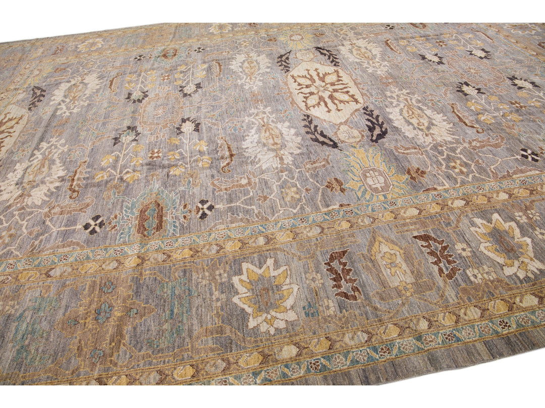 Modern Sultanabad Wool Rug 13 X 18