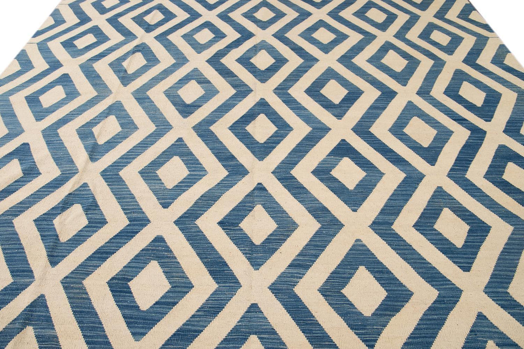 Modern Flatweave Kilim Wool Rug 11 X 12
