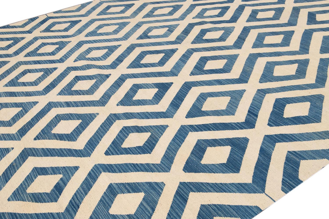 Modern Flatweave Kilim Wool Rug 11 X 12