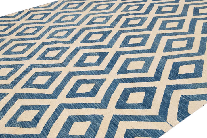 Modern Flatweave Kilim Wool Rug 11 X 12