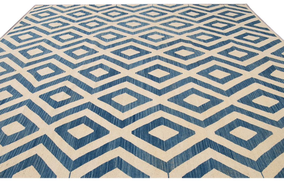 Modern Flatweave Kilim Wool Rug 11 X 12