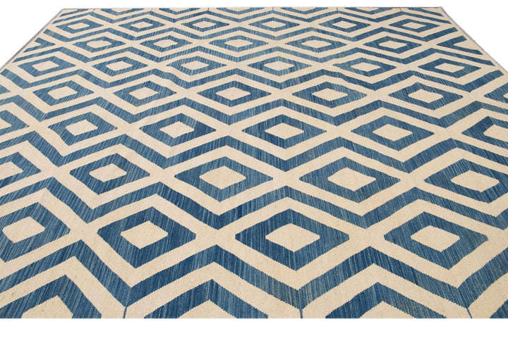 Modern Flatweave Kilim Wool Rug 11 X 12