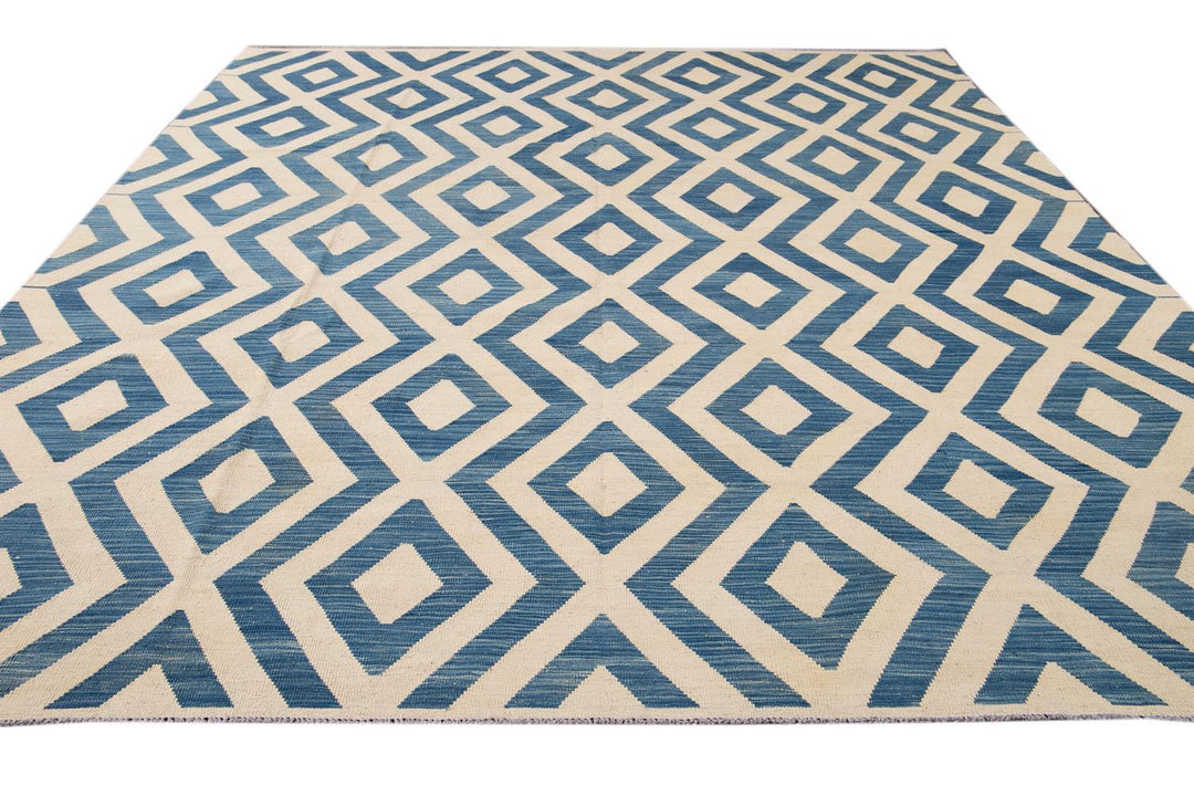 Modern Flatweave Kilim Wool Rug 11 X 12
