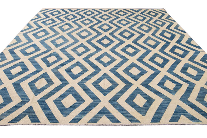 Modern Flatweave Kilim Wool Rug 11 X 12