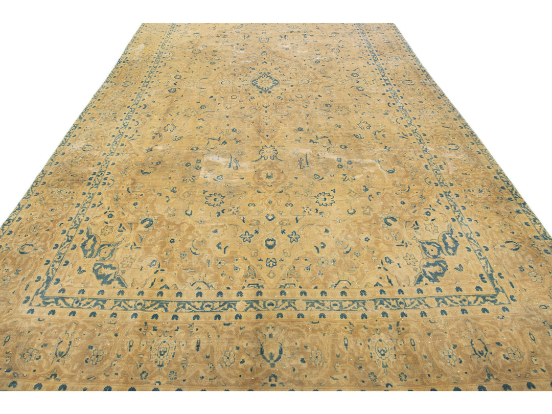 Antique Tabriz Wool Rug 9 X 15
