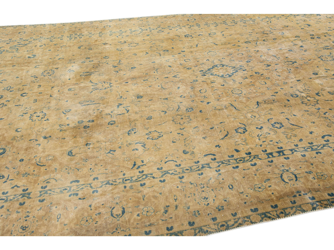 Antique Tabriz Wool Rug 9 X 15