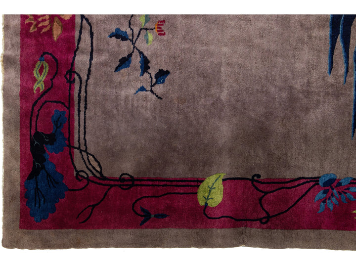 Antique Chinese Art Deco Wool Rug 9 X 12
