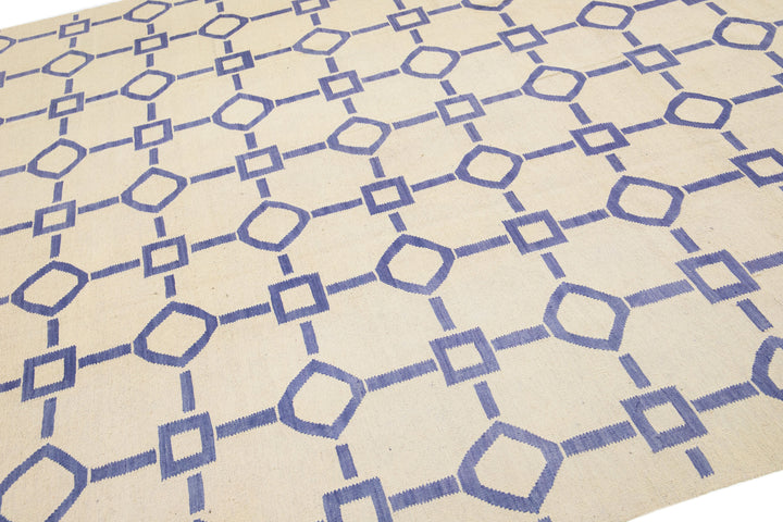 Modern Flat-Weave Wool Rug 9 X 12