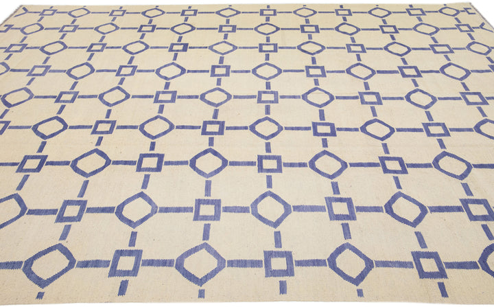 Modern Flat-Weave Wool Rug 9 X 12