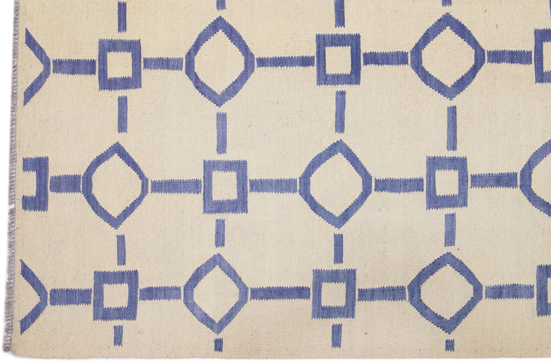 Modern Flat-Weave Wool Rug 9 X 12