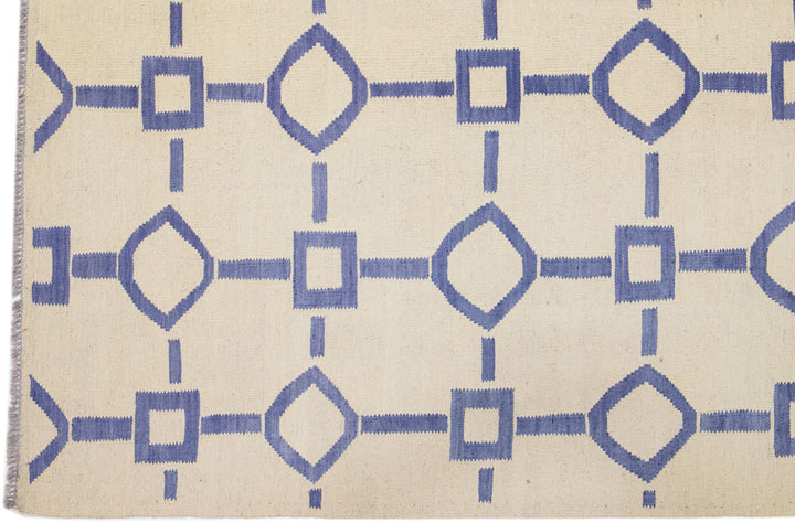 Modern Flat-Weave Wool Rug 9 X 12