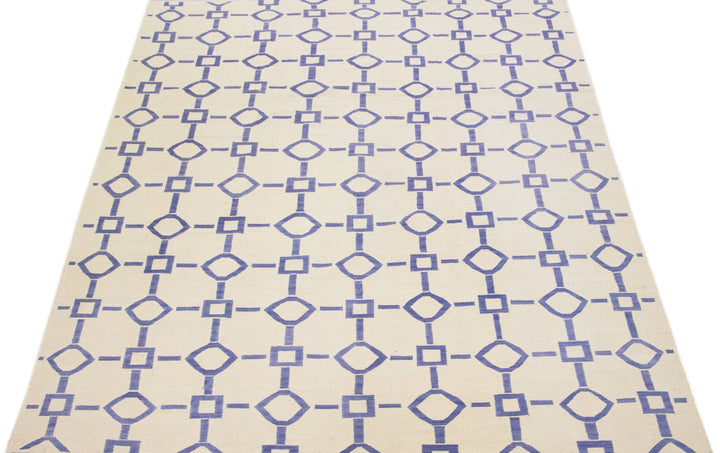 Modern Flat-Weave Wool Rug 9 X 12