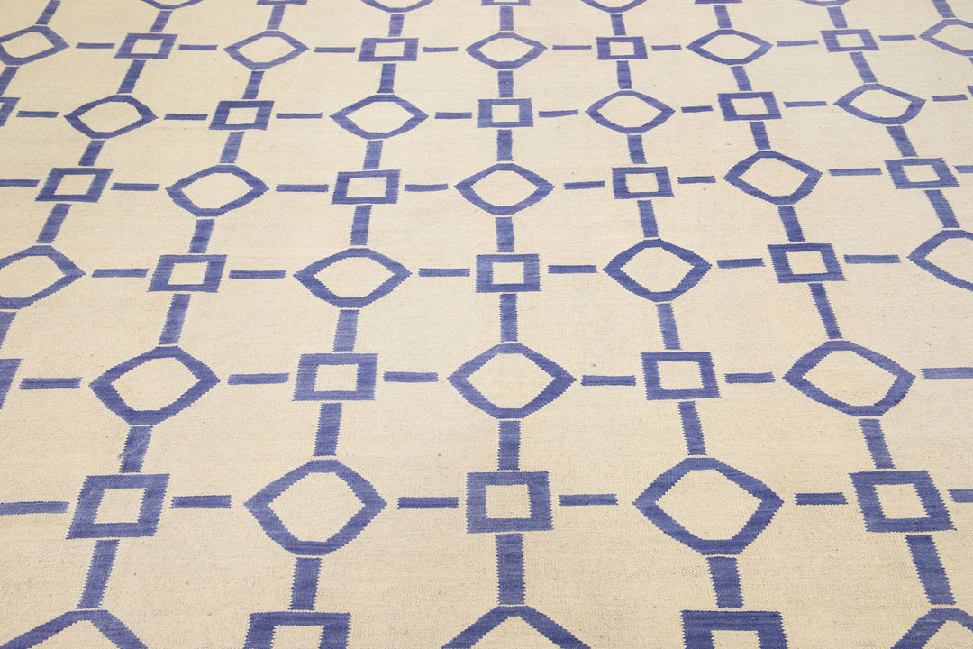 Modern Flat-Weave Wool Rug 9 X 12