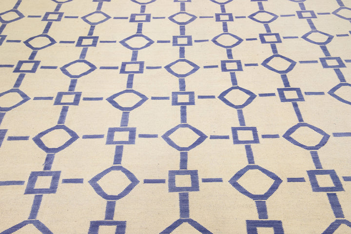 Modern Flat-Weave Wool Rug 9 X 12