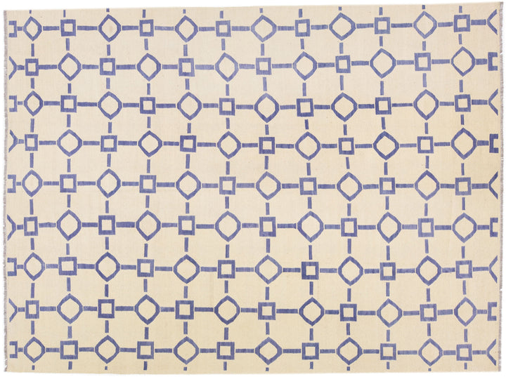 Modern Flat-Weave Wool Rug 9 X 12