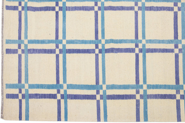 Modern Flat-Weave Wool Rug 9 X 12