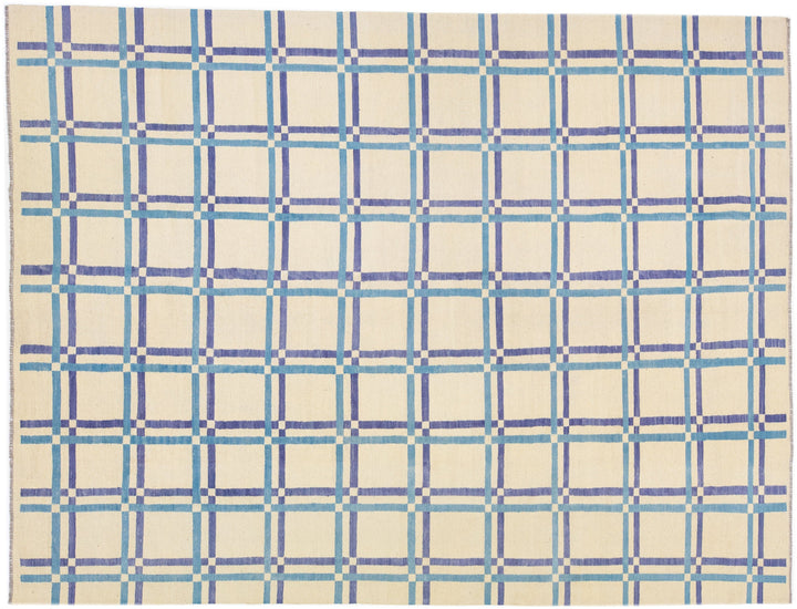 Modern Flat-Weave Wool Rug 9 X 12