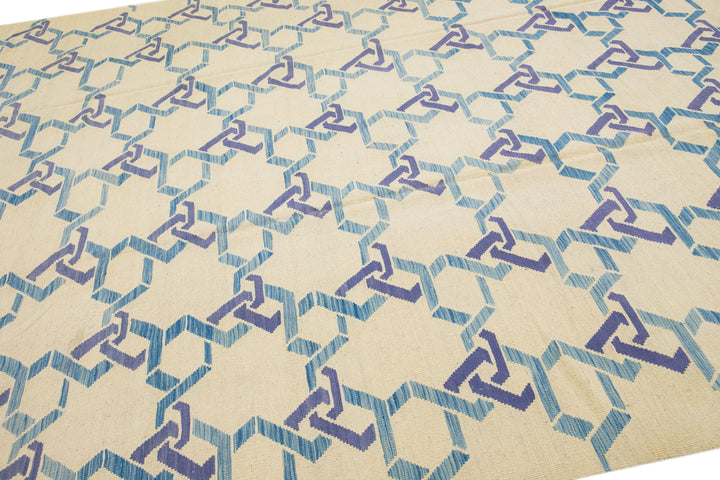 Modern Kilim Wool Rug 10 X 14