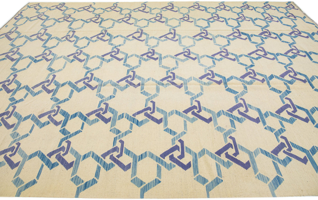Modern Kilim Wool Rug 10 X 14