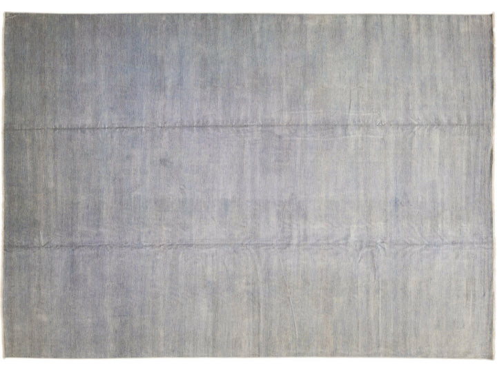 Contemporary Savannah Handmade Blue Solid Pattern Oversize Wool Rug