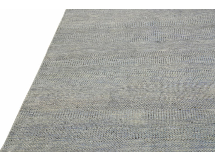 Contemporary Savannah Handmade Blue Solid Pattern Oversize Wool Rug