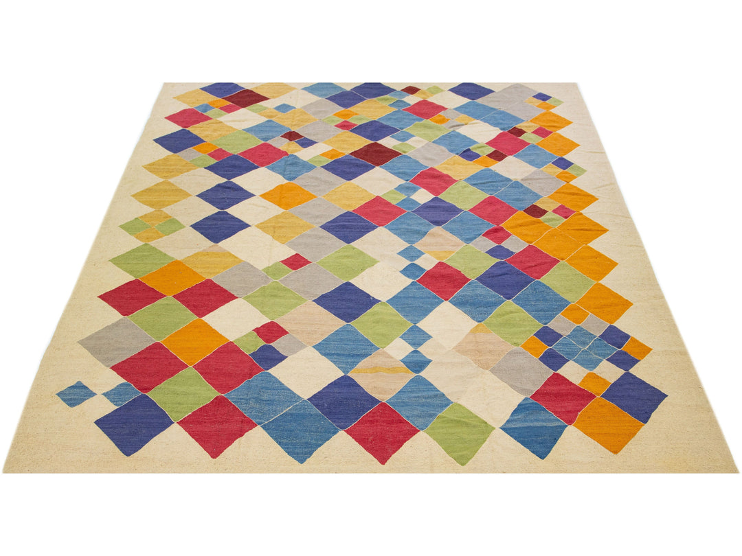 Modern Kilim Wool Rug 11 X 14