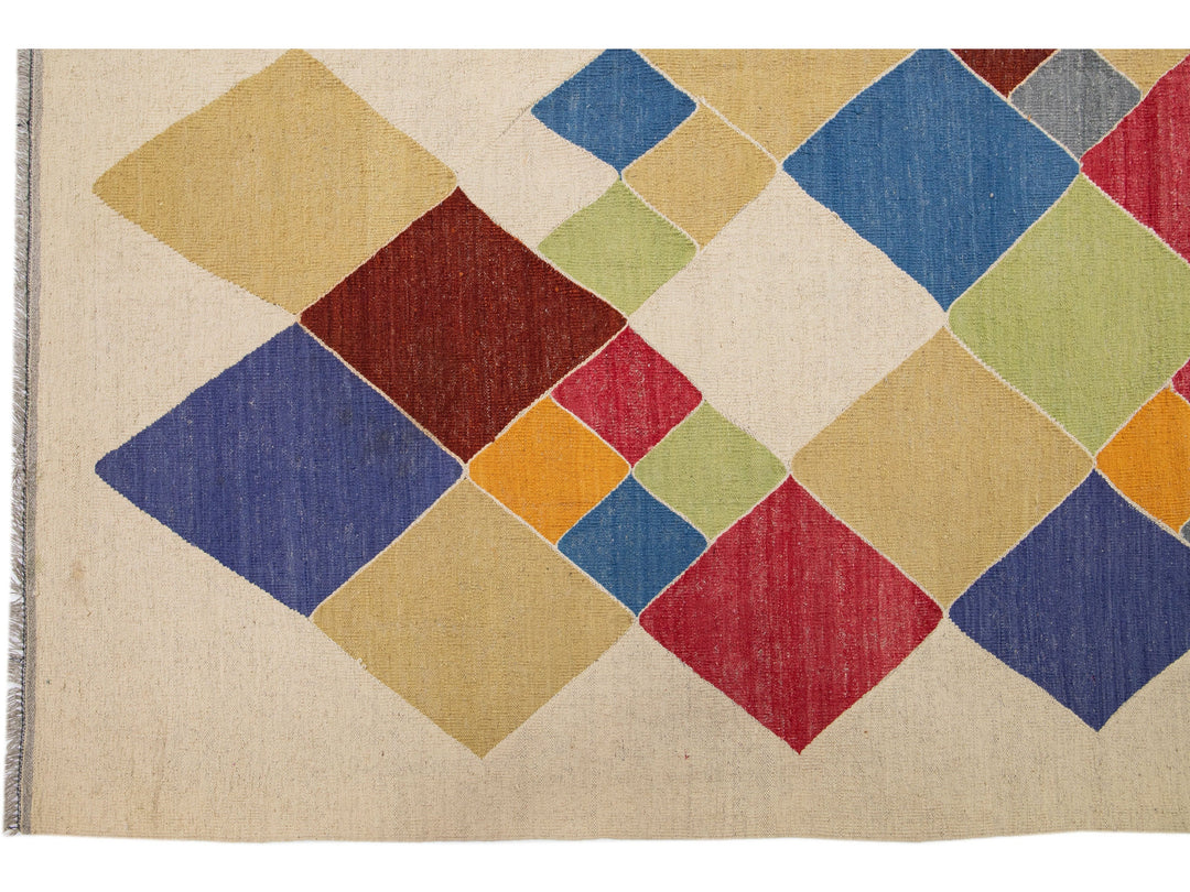 Modern Kilim Wool Rug 11 X 14