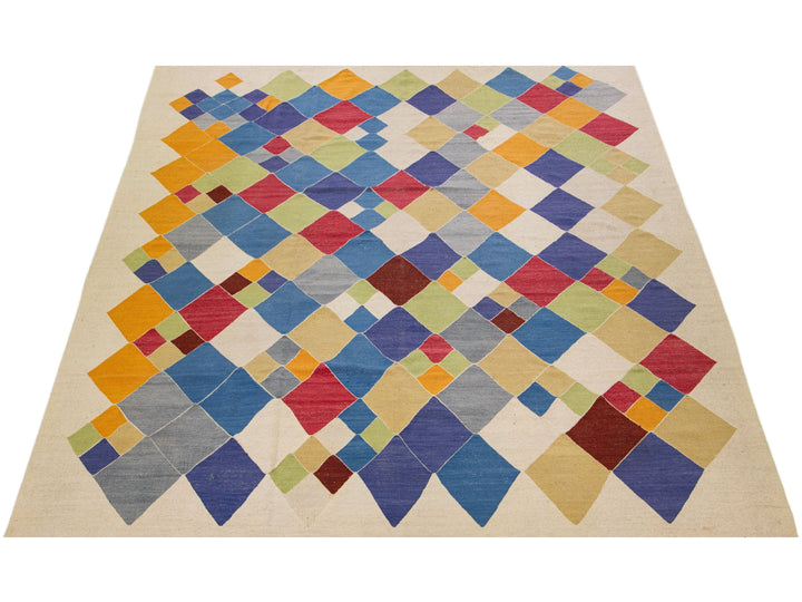 Modern Kilim Wool Rug 11 X 14