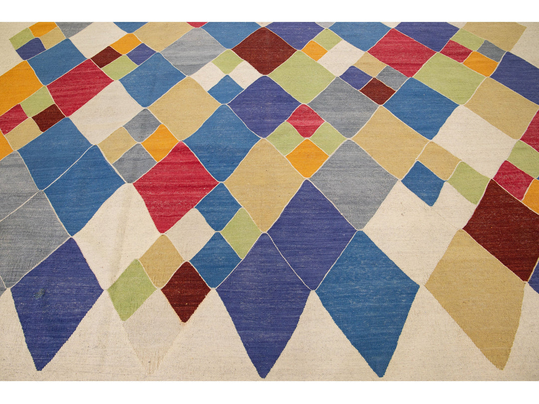 Modern Kilim Wool Rug 11 X 14
