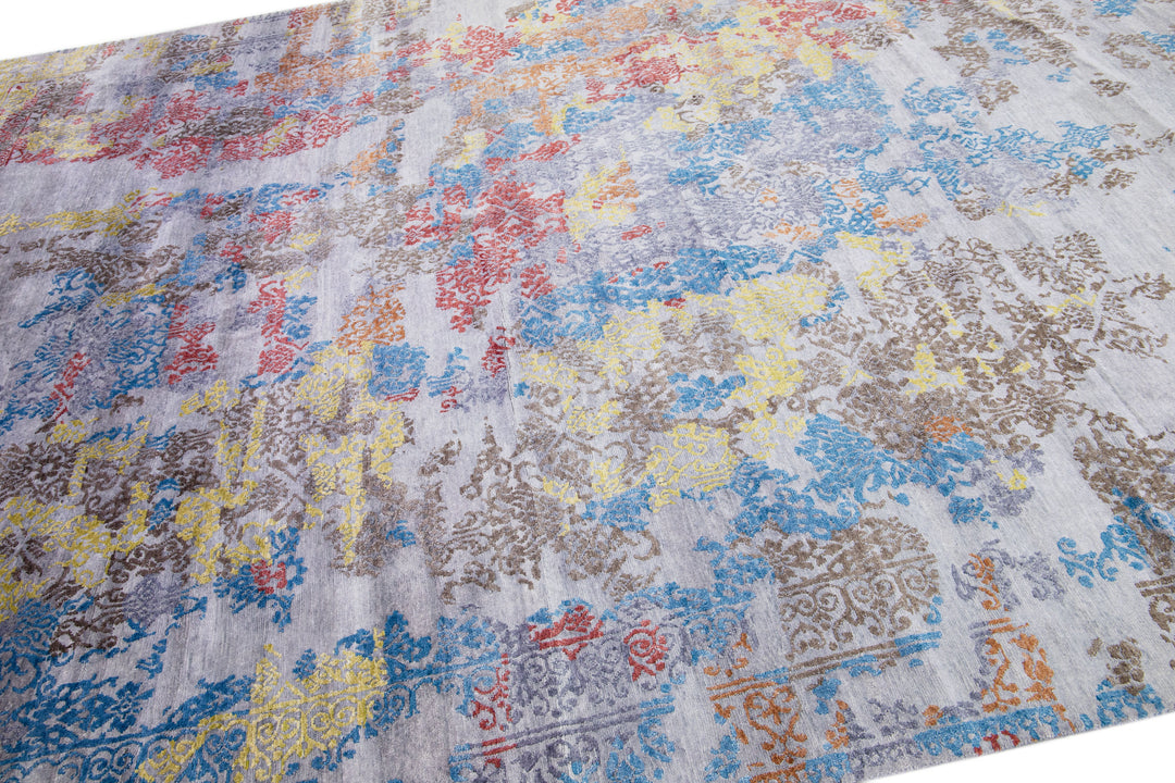 Modern Wool & Silk Rug 10 X 14