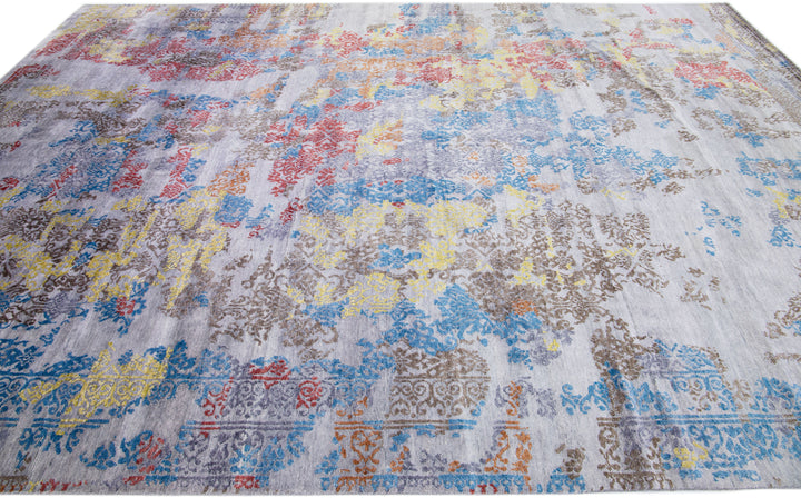 Modern Wool & Silk Rug 10 X 14