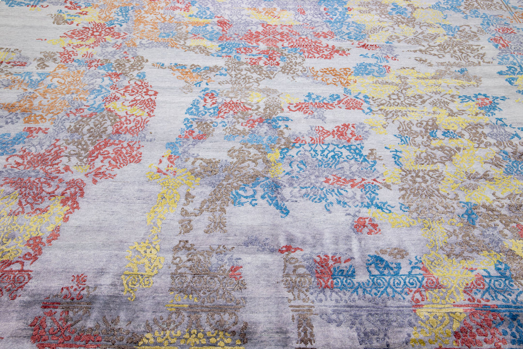 Modern Wool & Silk Rug 10 X 14