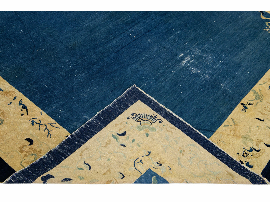 Antique Art Deco Chinese Wool Rug 9 X 11