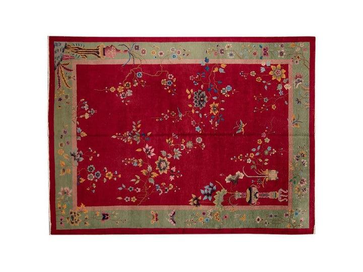 Antique Chinese Art Deco Wool Rug 9 X 12