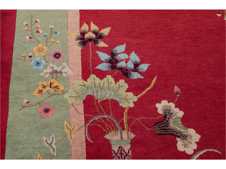 Antique Chinese Art Deco Wool Rug 9 X 12