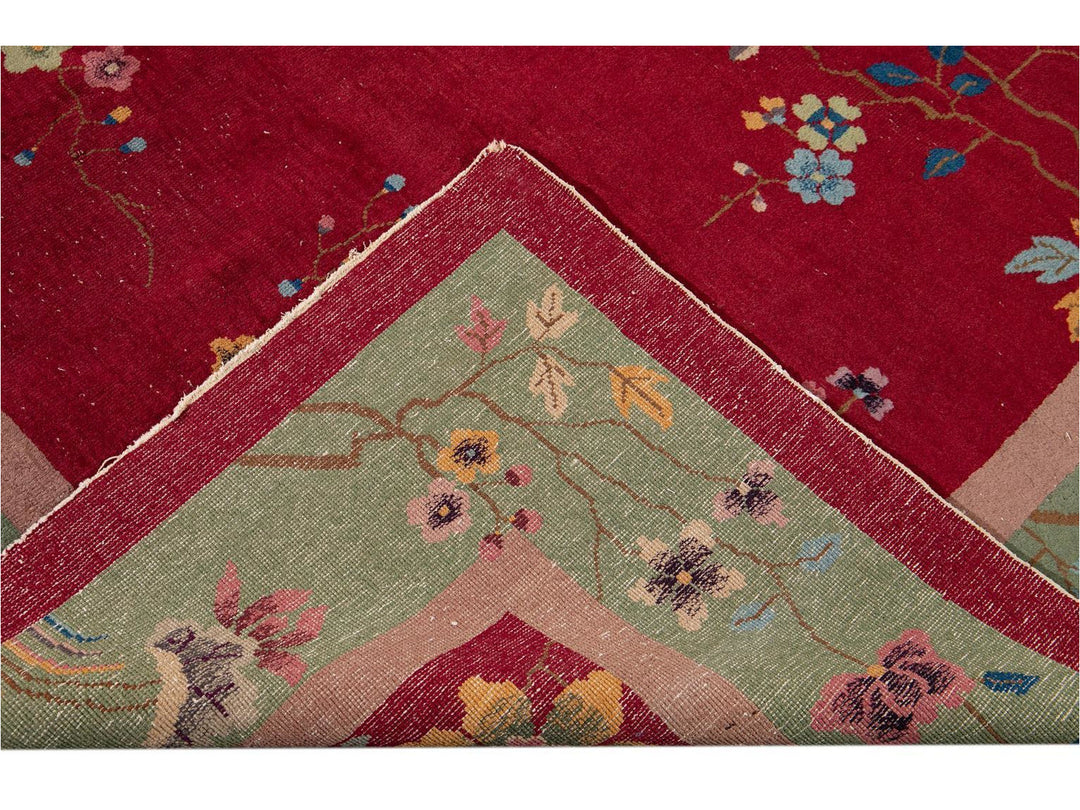 Antique Chinese Art Deco Wool Rug 9 X 12