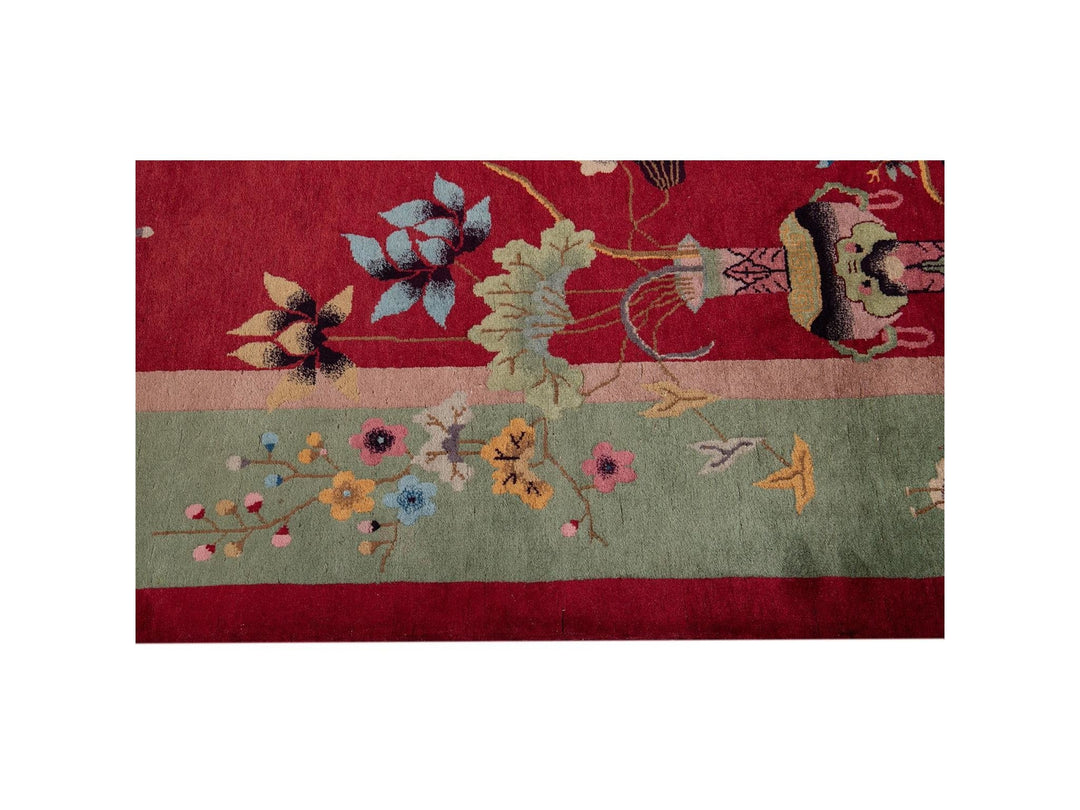 Antique Chinese Art Deco Wool Rug 9 X 12