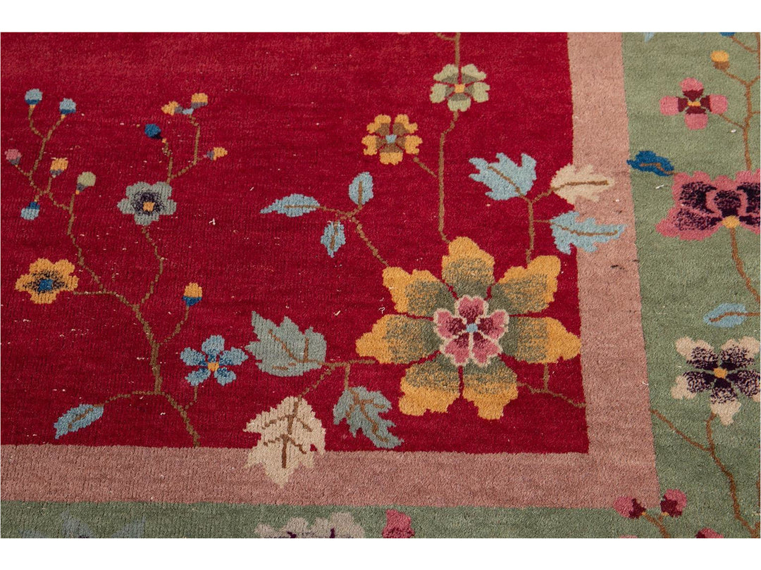 Antique Chinese Art Deco Wool Rug 9 X 12