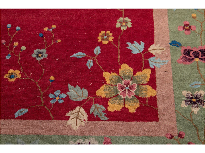 Antique Chinese Art Deco Wool Rug 9 X 12